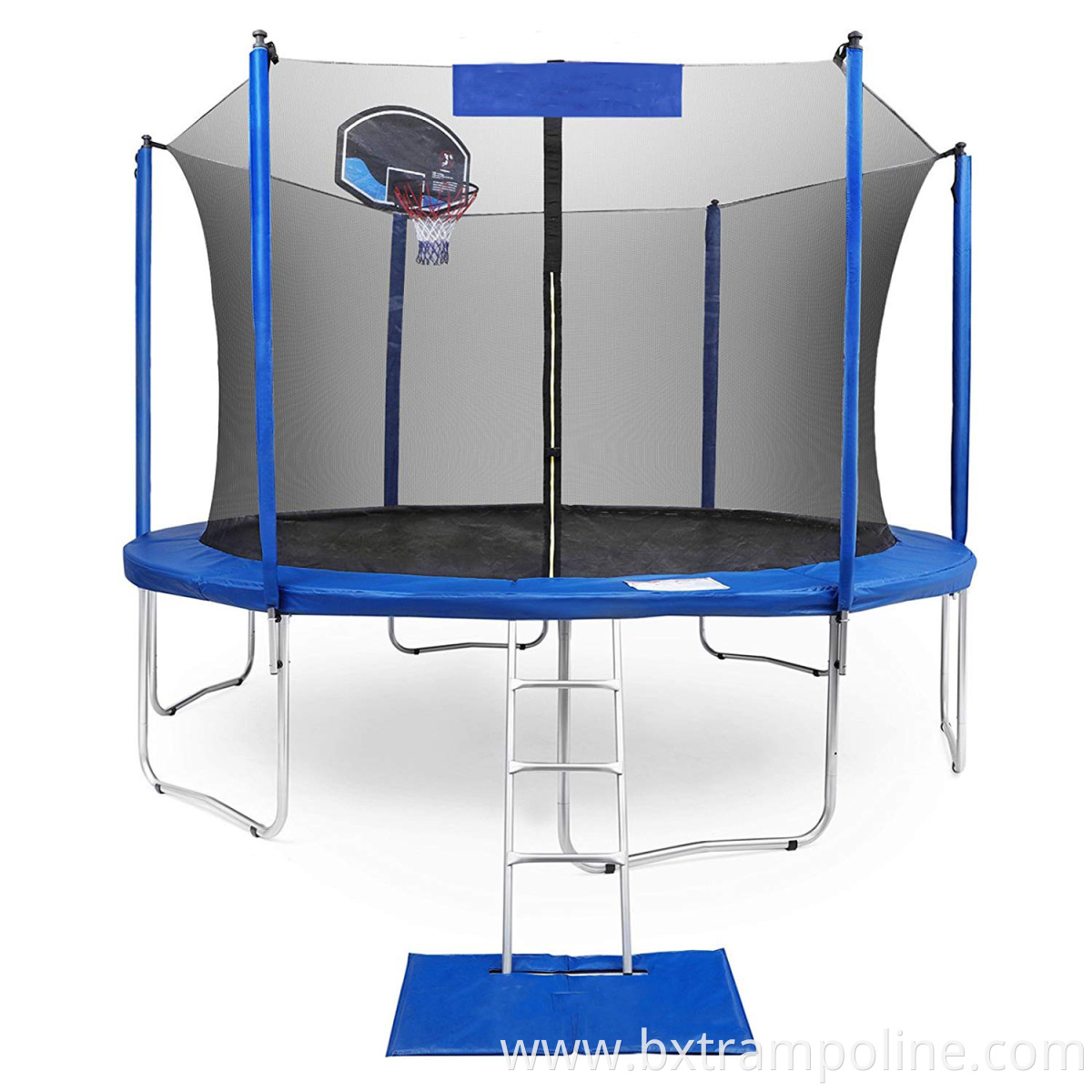 Outdoor Trampoline Diameter 305cm, 366cm, 430cm or 490cm with Reinforced Mesh, Ladder and Wind Protection, 430 cm
